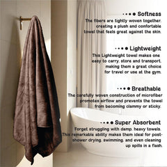 Housse Premium Microfiber Bath Towel 550 Gsm | Extra Large Quick Dry Towels For Women & Men | Super Soft Plush | Ultra Absorbent For Home Swimming Sports & Travel (Fossil)