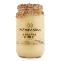 Pure A2 Buffalo Desi Ghee By Haryana Gram | Rich In Vitamin A, D & Minerals Healthy Desi Ghee Good For Glowing Skin | (1 Litre) 33.8 Ounce | Jar Pack