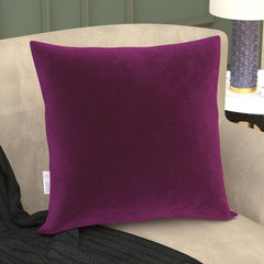 Microfiber Square Soft Pillow Cushion For Sofa & Bed, Purple - 24 X 24 Inch | Fluffy Pillow For Comfort & Back Support | Breathable, Washable | Premium Velvet Cover With Zip - Pack Of 1
