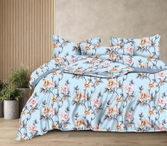 Queen Size Printed Double Bedsheet With Two Pillow Covers For Home | 90 X 100 Inches, Sky Blue - Beautiful Bedsheet Set | Perfect For Gifting Wedding, Anniversary