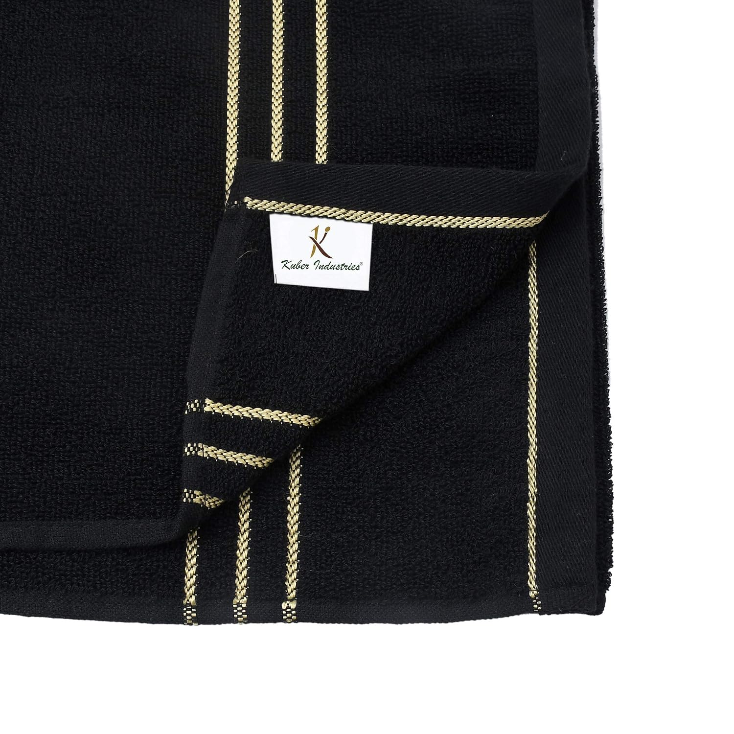 Kuber Industries Cotton Bath Towel 1500 Gsm | Super Soft, Quick Absorbent & Anti-Bacterial Gym & Workout Towels - Black (3 Pieces)