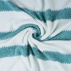 Black Gold The Finer Touch Soft Hand Towel 400 Gsm | Ultra Absorbent, Quick Drying, Cotton-Feel Microfiber Green & White Stripes -Pack Of 2