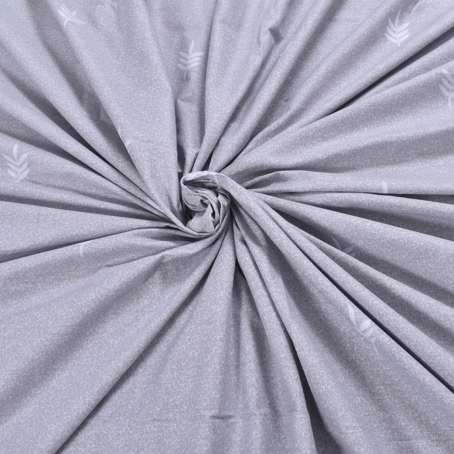 Elastic Fitted Bedsheet For Single Bed Pure Cotton With 1 Pillow Cover | 36 X 78 Inches, Seal Grey & White | Lightweight, Soft, & Comfortable