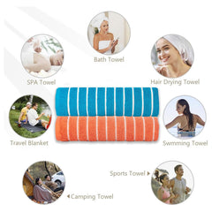 Casa Copenhagen Designed In Denmark Estatic Super Soft 2 Pieces 100% Cotton Large Bath Towel 525 Gsm - Teal Blue & Orange