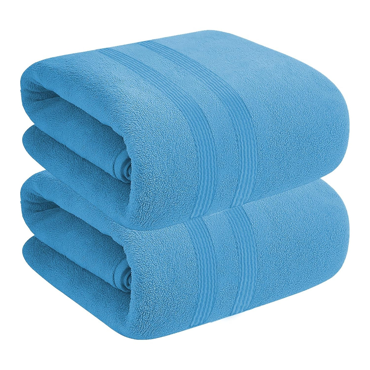 House Of Terry 100% Cotton Bath Towel 900 Gsm | Quick Dry, Fade-Resistant, Soft, Lightweight & Absorbent For Men & Women Large Size Towel (Blue) - 2 Pcs