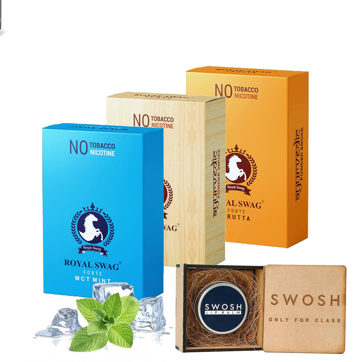 Royal Swag Ayurvedic Herbal Nicotine Free Cigarettes 100% Tobacco-Free 100% Nicotine-Free Clove, Frutta, Mint Flavoured | Smoking Cessation Pack Of 30 With 15g Lip Balm