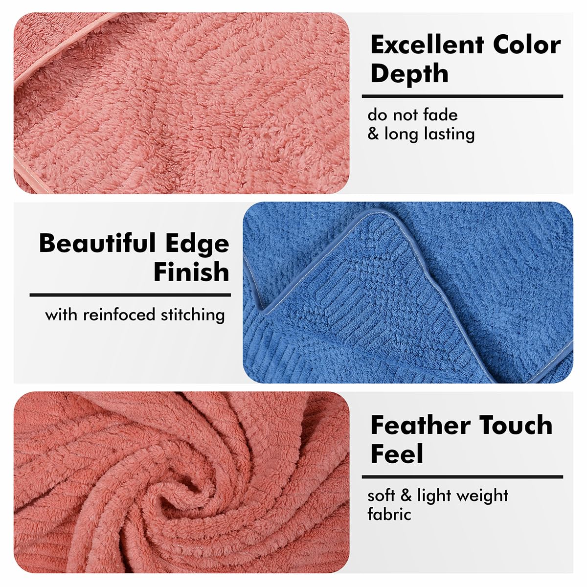 Urbanleaf Microfiber Large Bath Towel 1kg | Quick Dry Super Absorbent Bath Towel For Men & Women | Pack Of 2 (Blue & Coral)