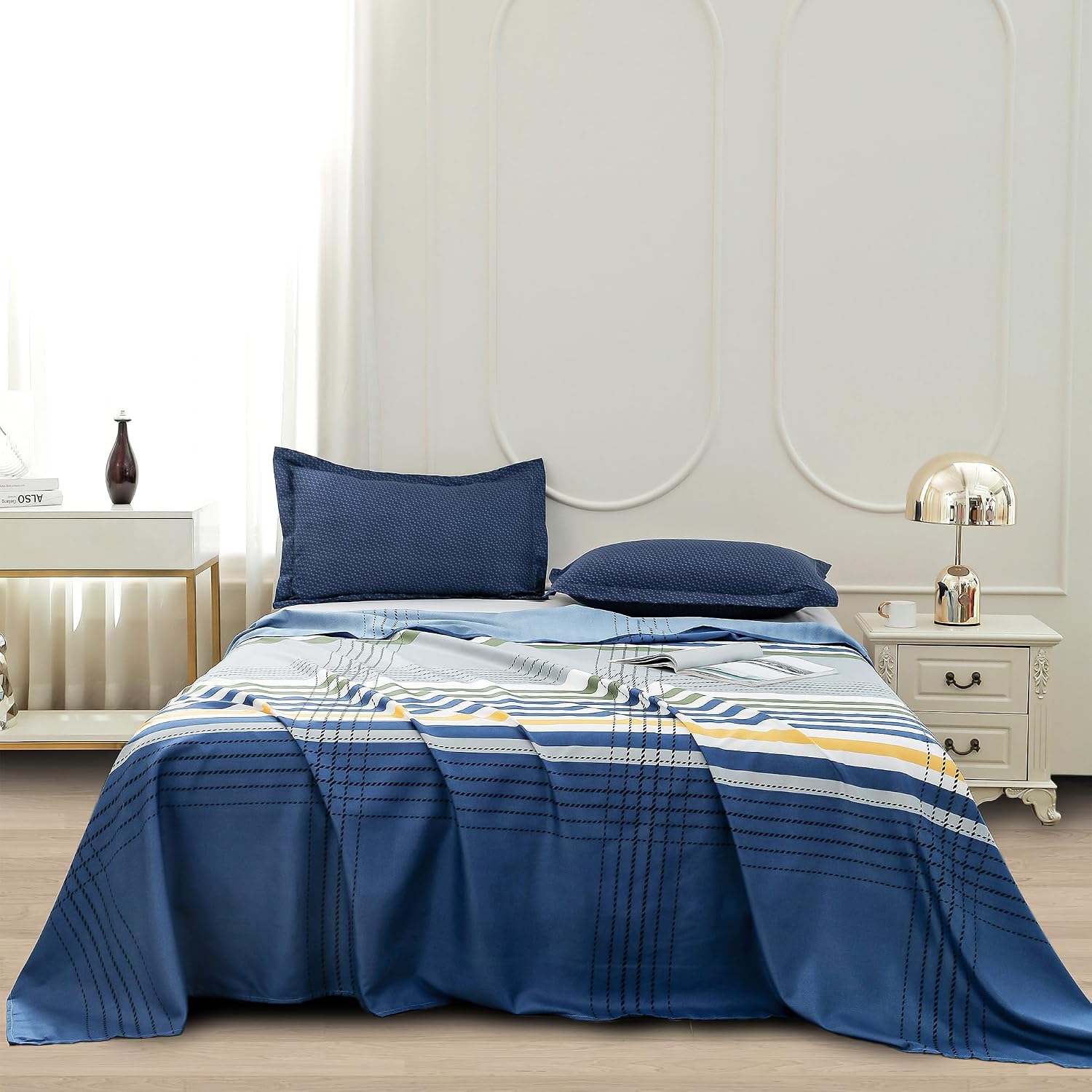 Bedsheets For Double Bed With 2 Pillow Cover - 92 X 98 Inches, Multicolor | Satin Finish Microfiber Queen Size Bedsheet | Skin Friendly & Breathable Fabric