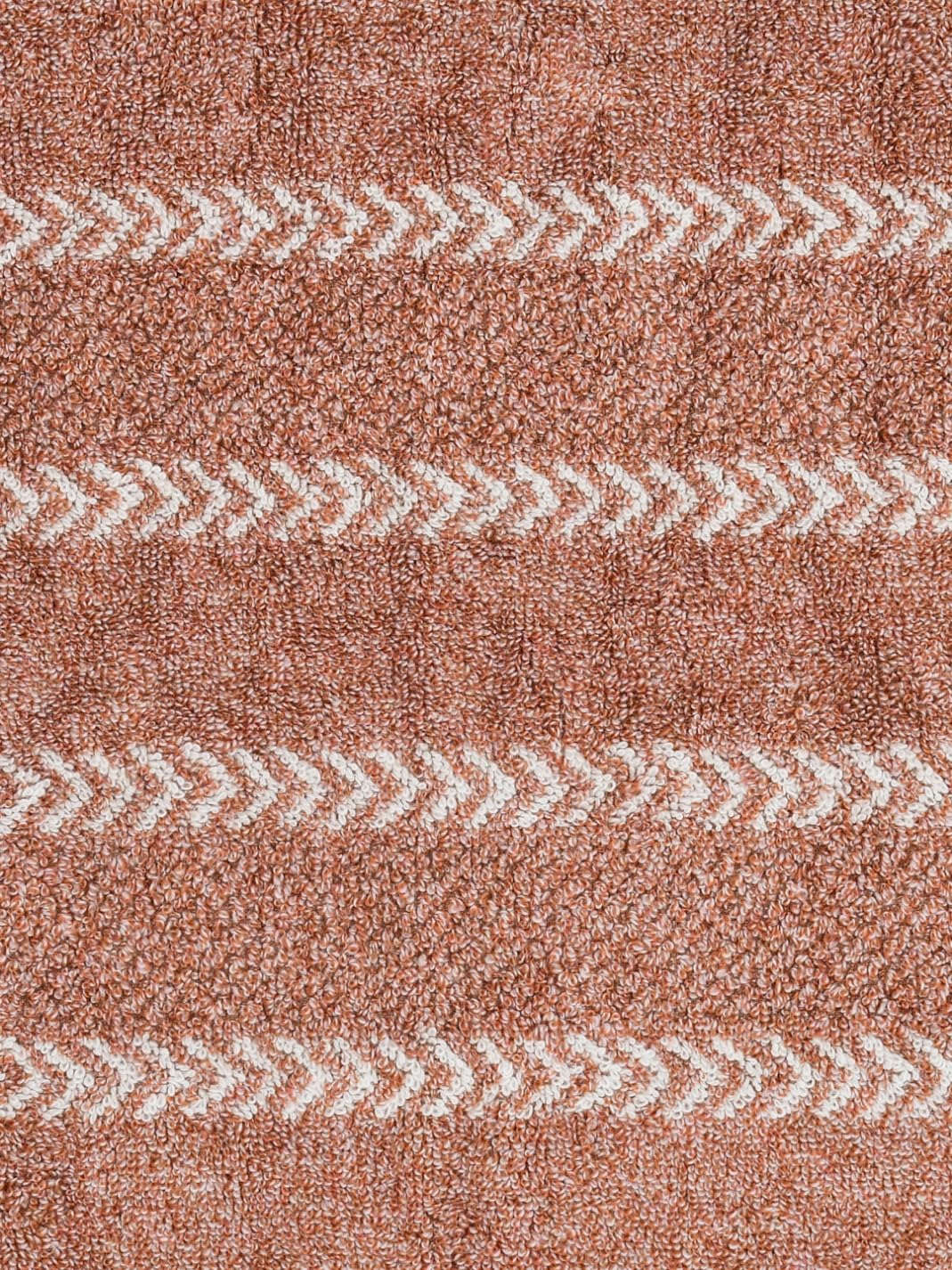 Homefresh Decorative Cotton Bath Towel 500 Gsm | Geometric Pattern Brown & White (Ginger)