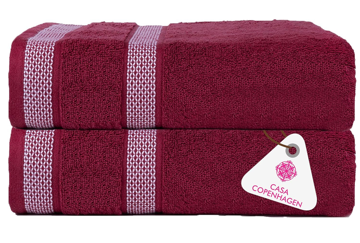 Casa Copenhagen Egyptian Cotton Exotic Hand Towel 400 Gsm (S Burgundy)- 2 Pcs