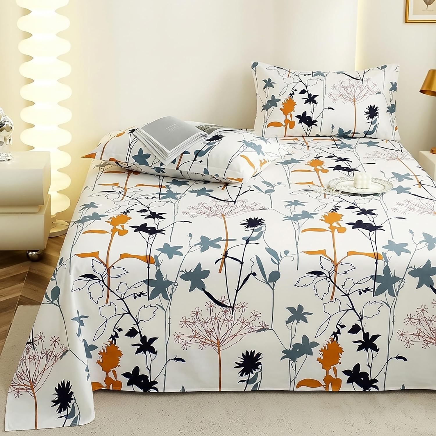 100% Cotton Elastic Fitted Double Bedsheet For Queen Size 2 Pillow Cover - 88 X 100 Inches, White | Perfect For Festive Gifting | Durability & Long-Lasting Use