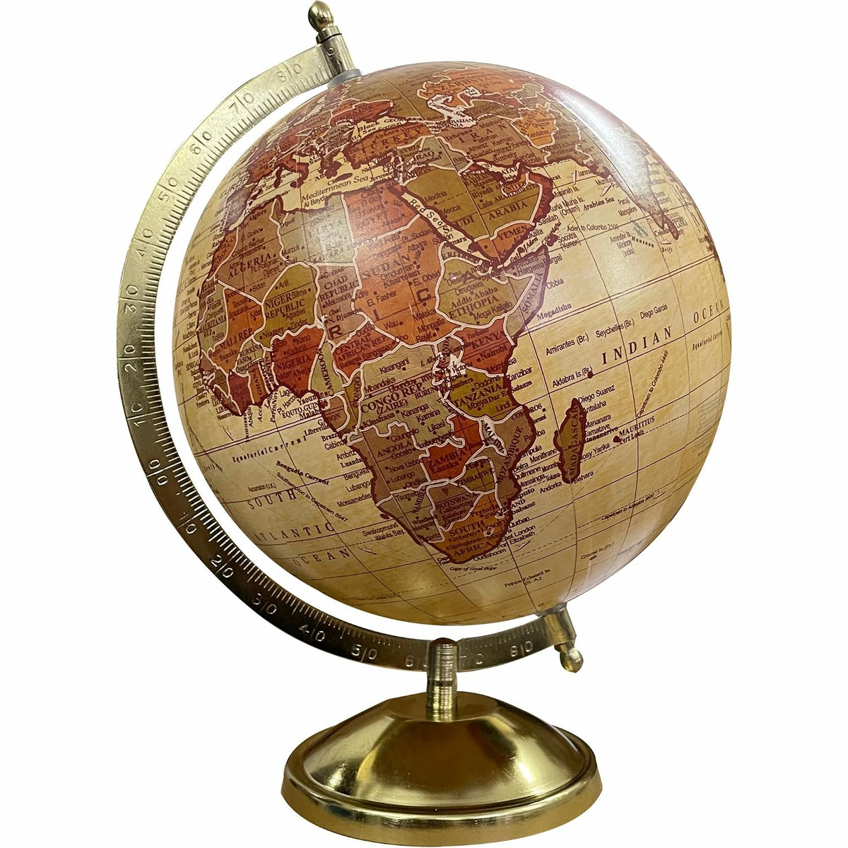 Rotating World Globe 8 Inch With Gold Metal Arc For Education & Learning For Kids & Students, Geography Lovers, Showpiece For Home Decor, Office Desk, Study Table, Gift, Pack Of 1