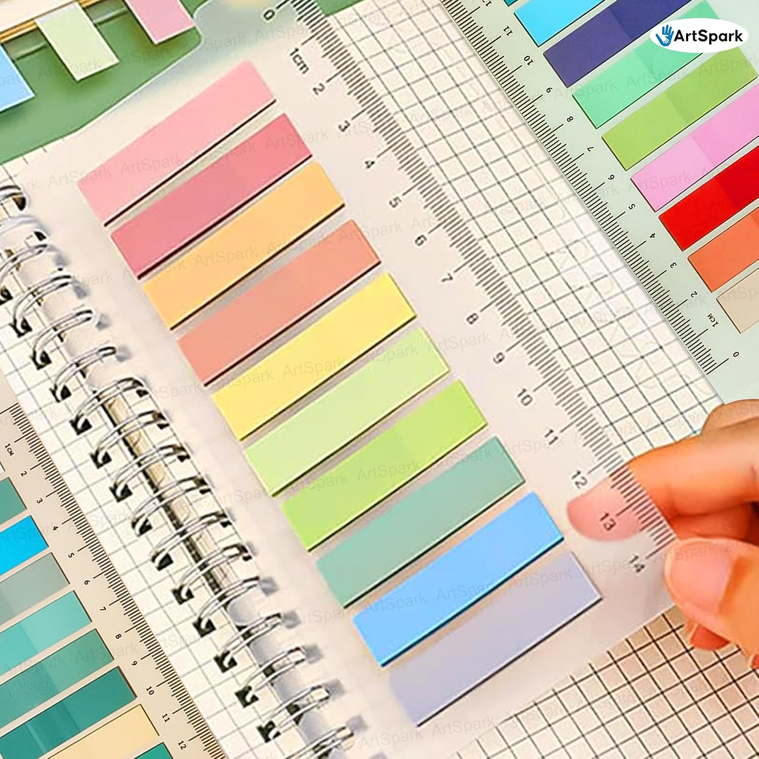 600 Pcs Transparent Sticky Notes, Morandi Pastel Page Markers With Ruler, Clear Index Tabs