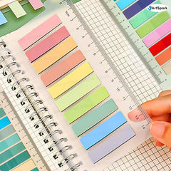 600 Pcs Transparent Sticky Notes, Morandi Pastel Page Markers With Ruler, Clear Index Tabs