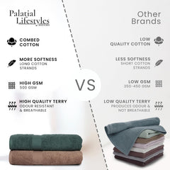 Palatial Lifestyles Cotton Bath Towel 1000 Gsm | Ultra-Soft & Highly Absorbent 100% Cotton Large Size Bath Towels (Baby Pink & Green) - Set Of 2