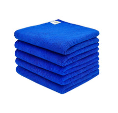 Softspun Microfiber Cleaning Cloths Towel 300 Gsm | Thick Lint & Streak-Free Multipurpose Cloths Automotive Microfibre Towels For Car, Bike Cleaning Polishing Washing Pack Of 5 (Blue)