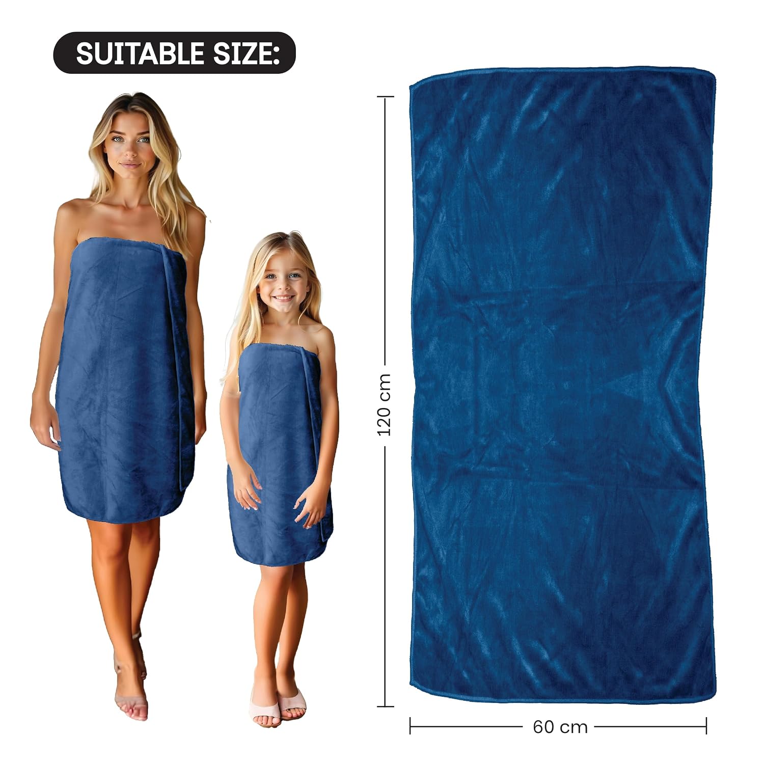 Housse Premium Microfiber Bath Towel 550 Gsm | Extra Large Quick Dry Towels Super Soft Plush | Ultra Absorbent For Home, Swimming, Sports, Travel (Ink Blue)