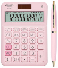 Bambalio Set Of Elegant Calculator & Pen Pink | 12 Digits-large LC Display ,112 Steps Check And Correct | 3 Years Warranty - For Use School, Office, Study, Travel, Daily Use