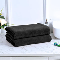 Black Gold The Finer Touch Premium Microfiber Bath Towel 800 Gsm | Ultra Soft & Absorbent Quick Dry Towel Lightweight Microfiber Bath Towel (Black) - Pack Of 2