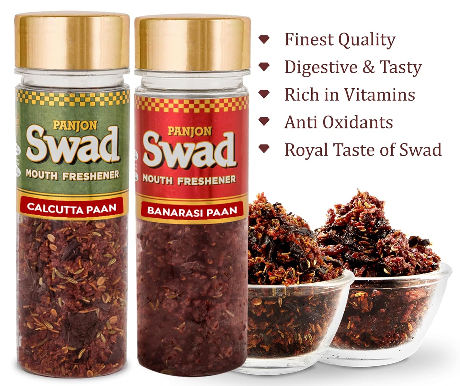 Panjon Swad Mukhwas Dry Banarasi & Calcutta Paan 200gm, (100gm *2 Bottle)