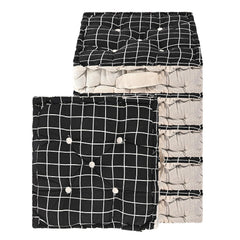Soft & Comfortable Cotton Chair Cushion Pillow For Sitting, Check Print - Black | Pillow For Office Work & Posture Support | Sitting Cushion & Back Rest For Chair | Pain Relief - Pack Of 6