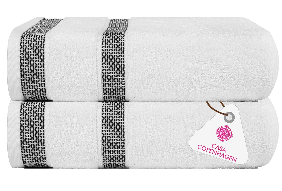 Casa Copenhagen Egyptian Cotton Exotic Hand Towel 400 Gsm (Se White)- 2 Pcs