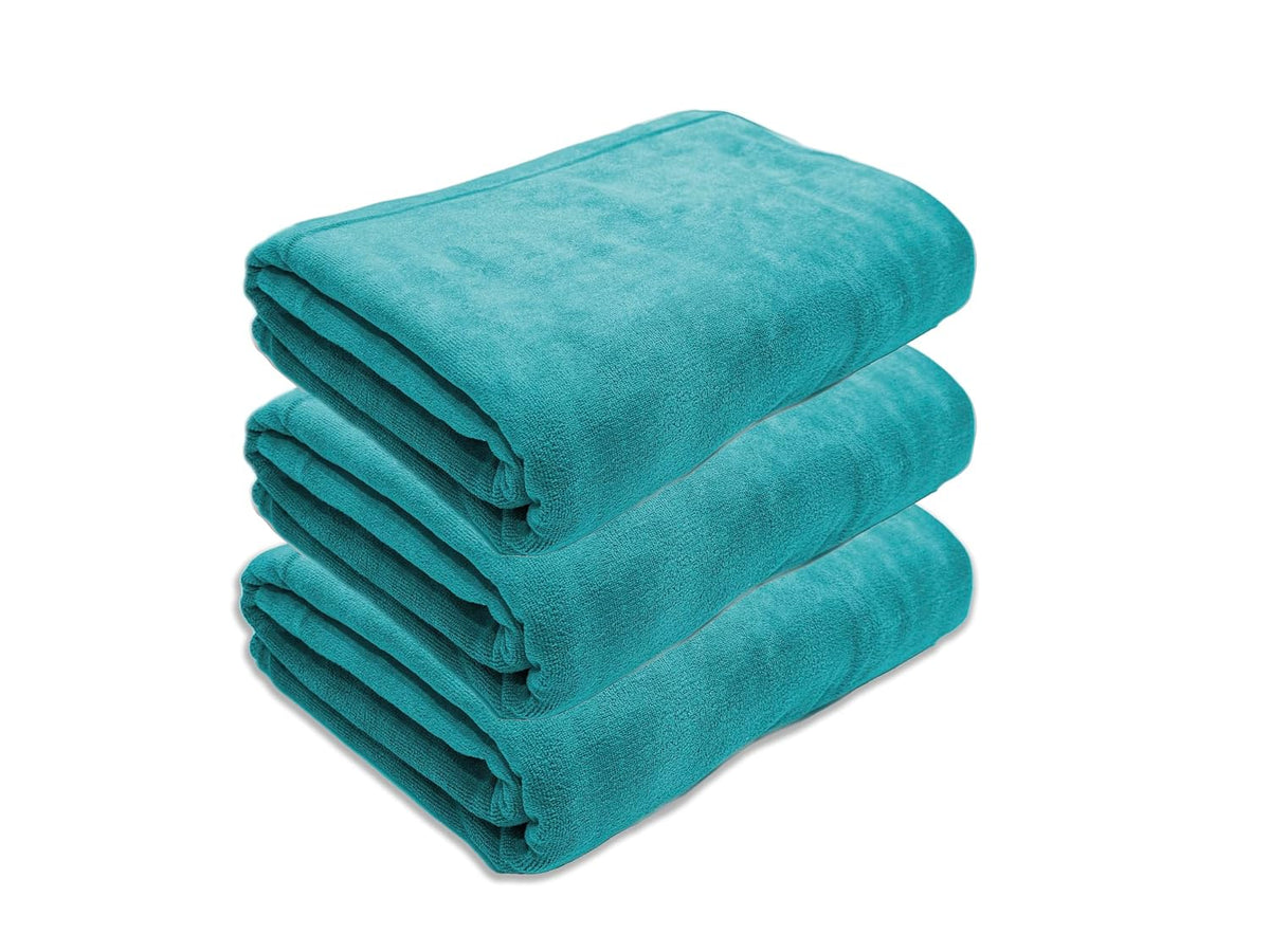 Black Gold The Finer Touch Oversized Microfiber Bath Towel 1800 Gsm | Soft Quick-Dry Microfiber Towel For Men & Women (Peacock Green)- Pack Of 3