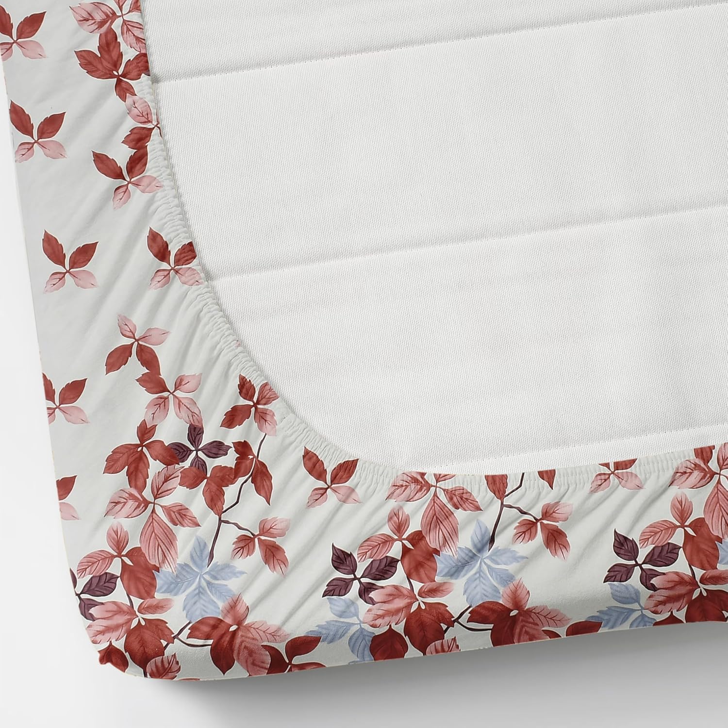 Elastic Fitted Bedsheet Queen Size With 2 Pillow Covers - 60 X 78 Inches, White & Brown | Lightweight, Soft & Comfortable | Durable & Long Lasting Wrinkle Resistant Fabric
