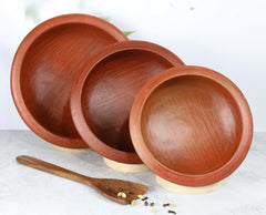 Deep Burned Uncoated Clay Pot Or Mitti Handi With Lid Combo + 2 Wooden Spatulas Complimentary Pack Of 3 - Red, 1+2+3 Liters | Pre-Seasoned Mud Pot - Unglazed, Double Fired, Hand Crafted