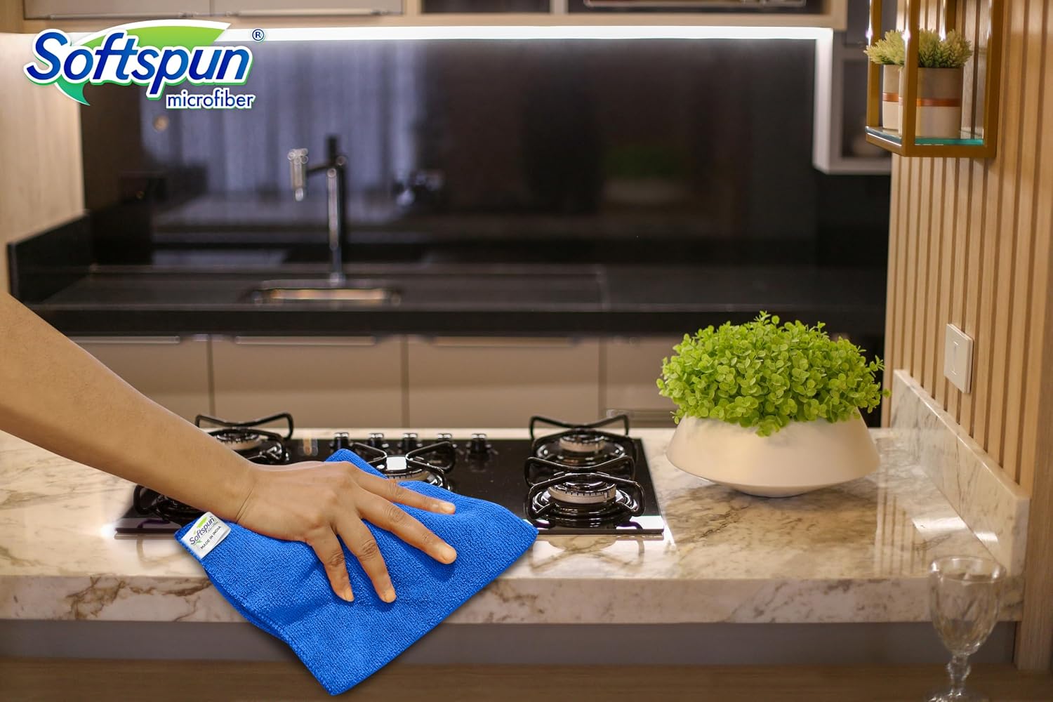 Softspun Microfiber Cloth 340gsm | Super Soft Absorbent Cleaning Towels Cleans & Polishes Everything In Your Home (Pack Of 5)- Blue