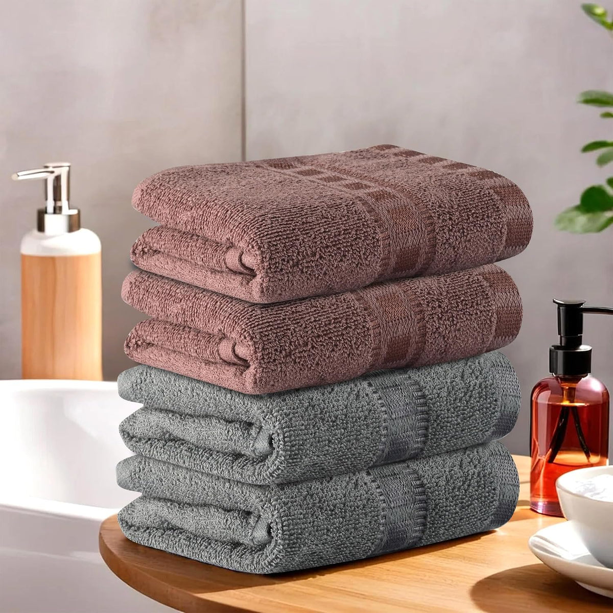Kuber Industries Cotton Hand & Face Towels 600 Gsm | For Men & Women Easily Washable Workout Gym Napkins For Men | Pocket Towel - Grey & Brown (Pack Of 4)