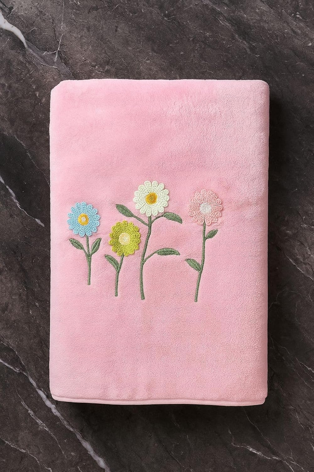 Divyam Floral Embroidered Bath Towel 350 Gsm | Premium Soft Microfiber Quick-Dry, Lightweight & Absorbent Towel With Pastel Daisy Design (Rose-Pink)