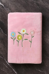 Divyam Floral Embroidered Bath Towel 350 Gsm | Premium Soft Microfiber Quick-Dry, Lightweight & Absorbent Towel With Pastel Daisy Design (Rose-Pink)