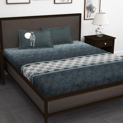 Soft Bedsheet For King Size Bed With 2 Matching Pillow Cover | 106 X 106 Inches, Grey & White | Skin-Friendly Touch & Lasting Comfort - Soft & Breathable