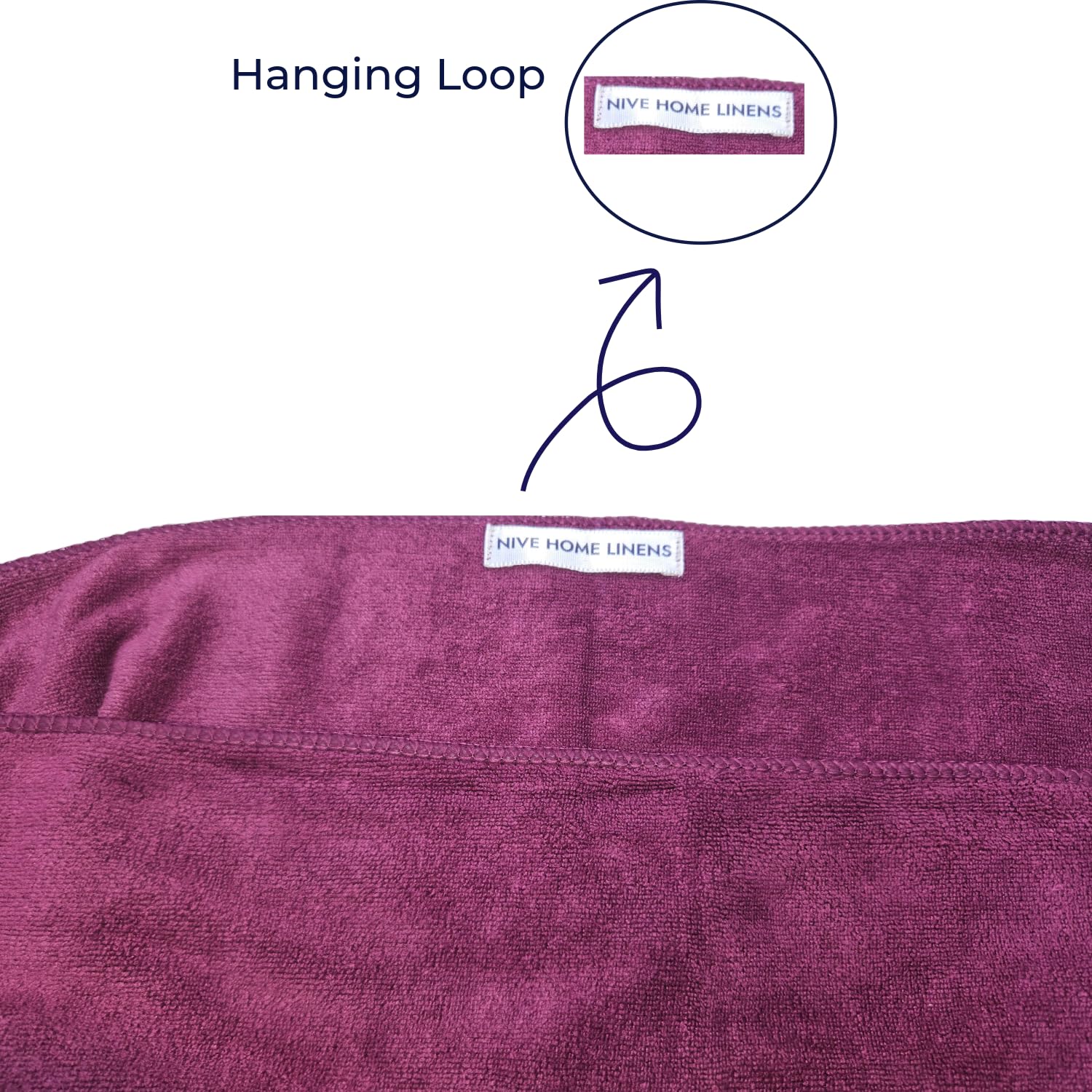Nive Home Linens Microfiber Bath Towel 400 Gsm | Self Design, Ultra Soft, Super Absorbent, Quick Dry (Dark Plum)