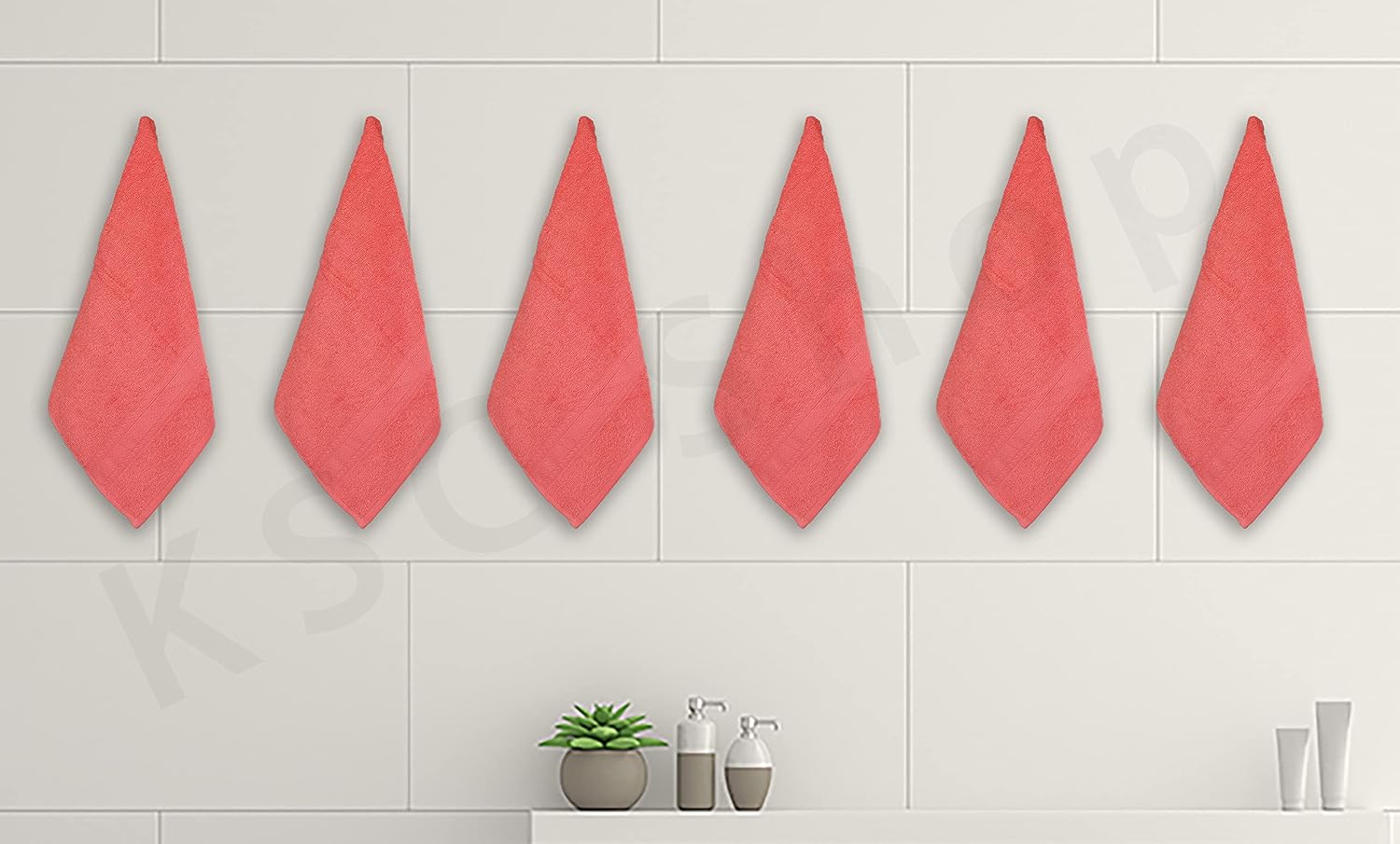 Ksc Shop Royal Cotton Hand Towel 750 Gsm - Set Of 6 (Peach)