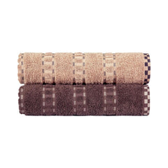 Mytrident 100% Cotton Bath Towel 1200 Gsm (Peach & Brown) - 2 Piece