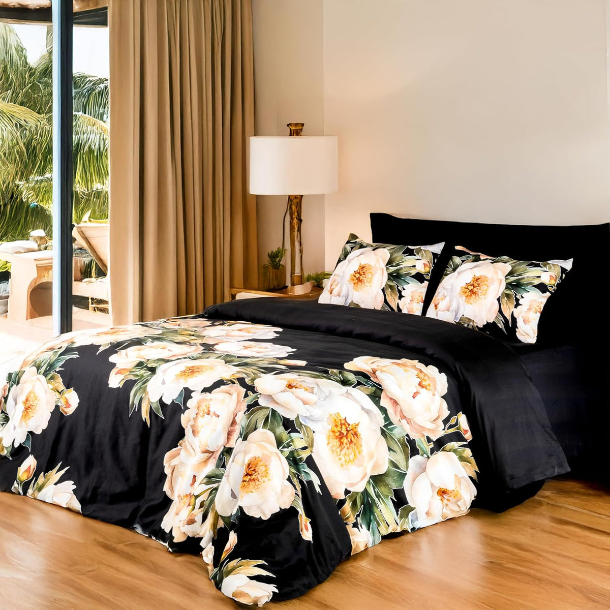 Printed Cotton Bedsheet For Queen Size With 2 Pillow Cover | 88 X 100 Inches, Black | Wrinkle Free Soft Perfect For Everyday Use