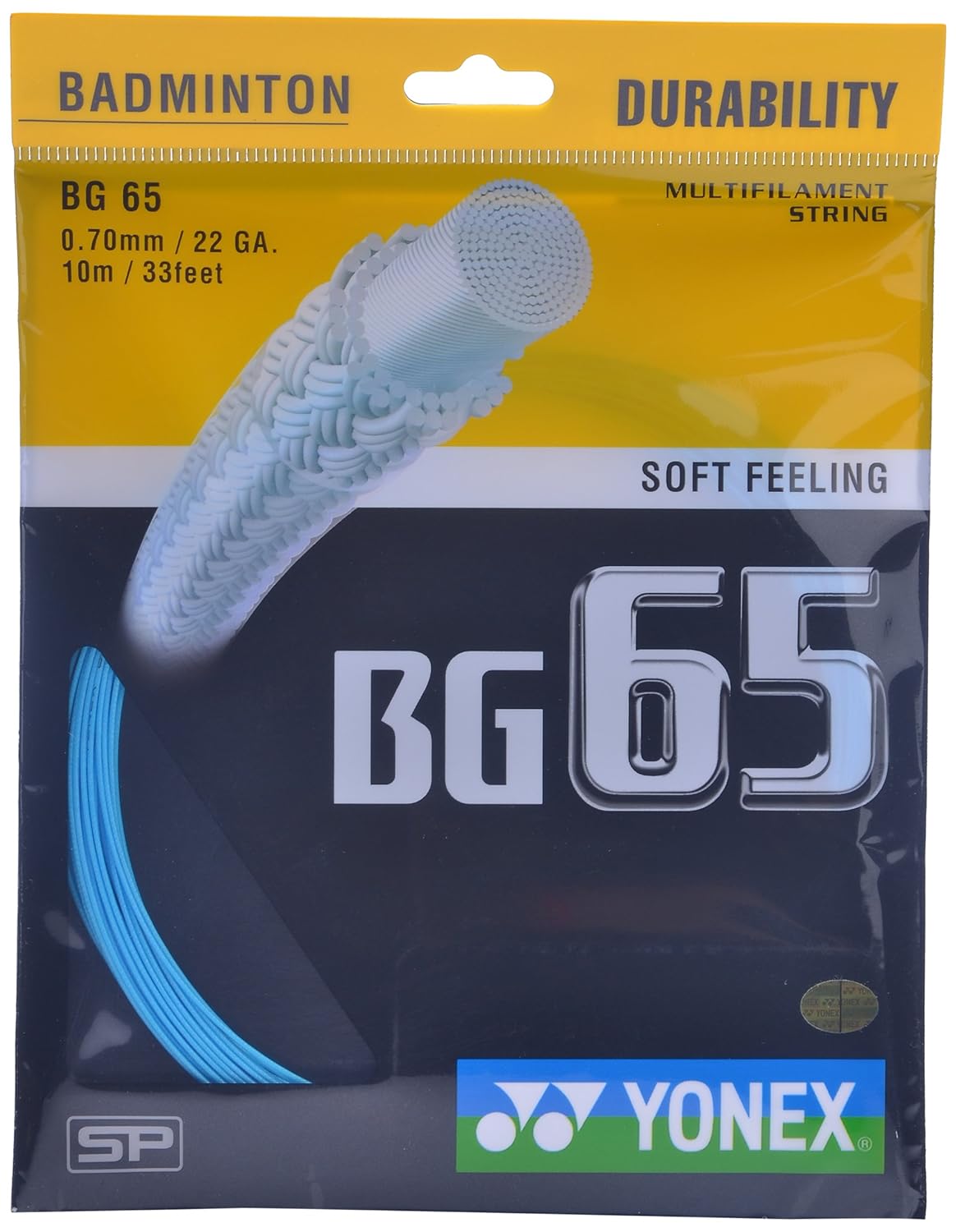 Yonex BG 65 Badminton Strings, Size - 0.70mm, Material - Titanium, Colour - Blue