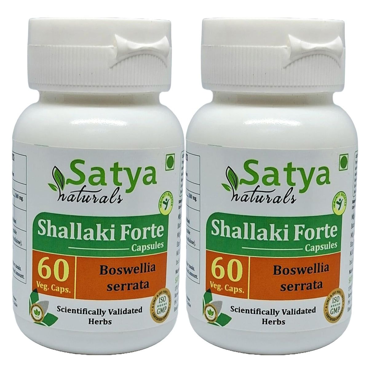 Satya Naturals Boswellia Serrata Shallaki Extract Capsules, Highest Potency, 100% Herbal Product | 500mg 60 Veg Capsules 100gm 0.2lbs Each Pack Of 2