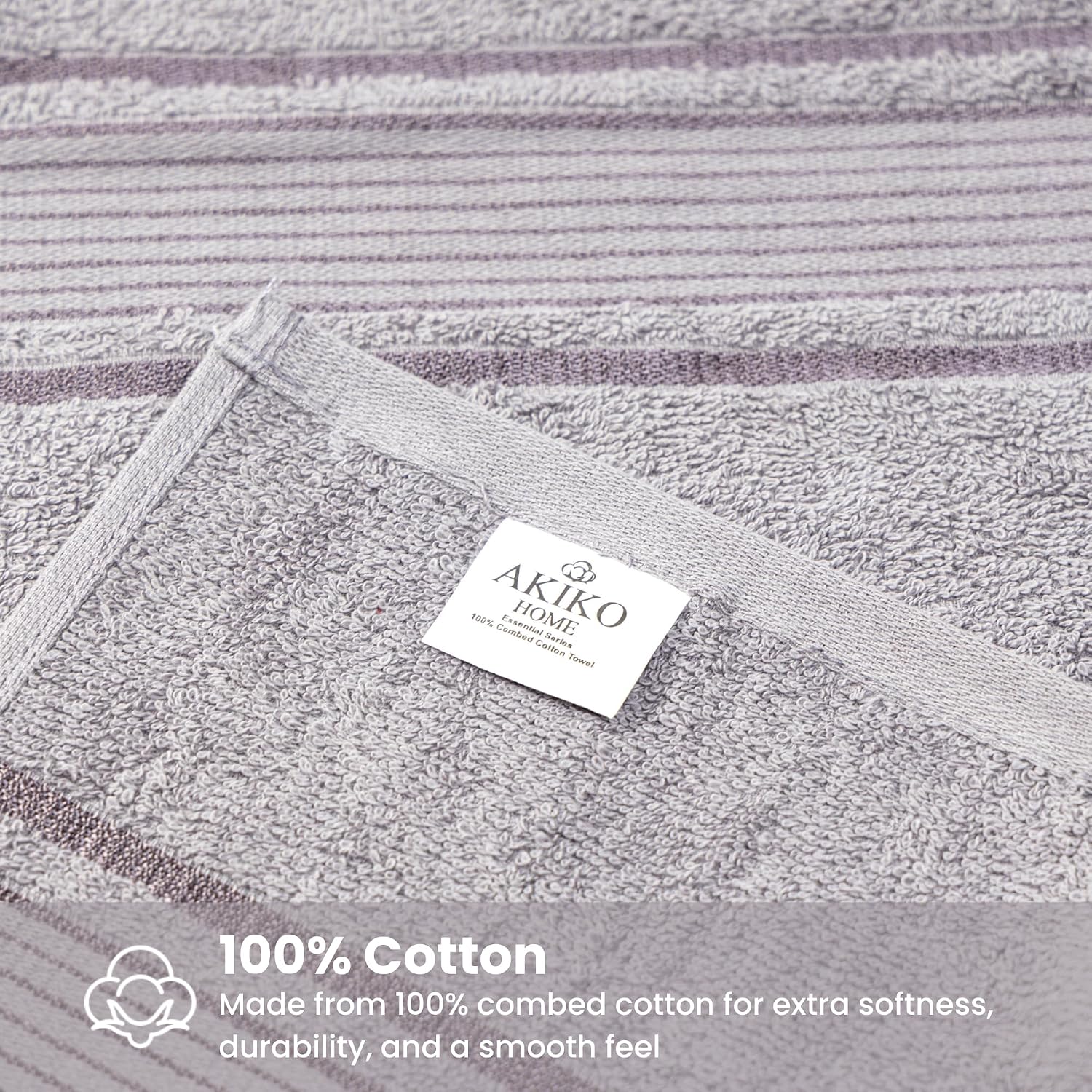 Akiko Home 100% Cotton Essential Series Bath Towel 400 Gsm | Soft, Absorbent, Quick Dry & Durable, Large Size Towel (Grey)