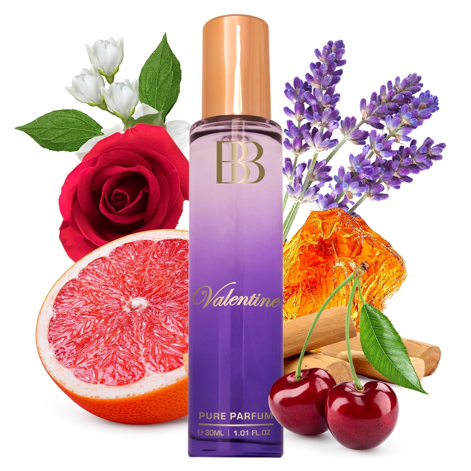 Bergamot Beaute Valentine Pure Parfum 30ml 1.0 Fl.oz. | 12+ Hrs Long Lasting Perfume For Women | Higher Concentration Than EDP