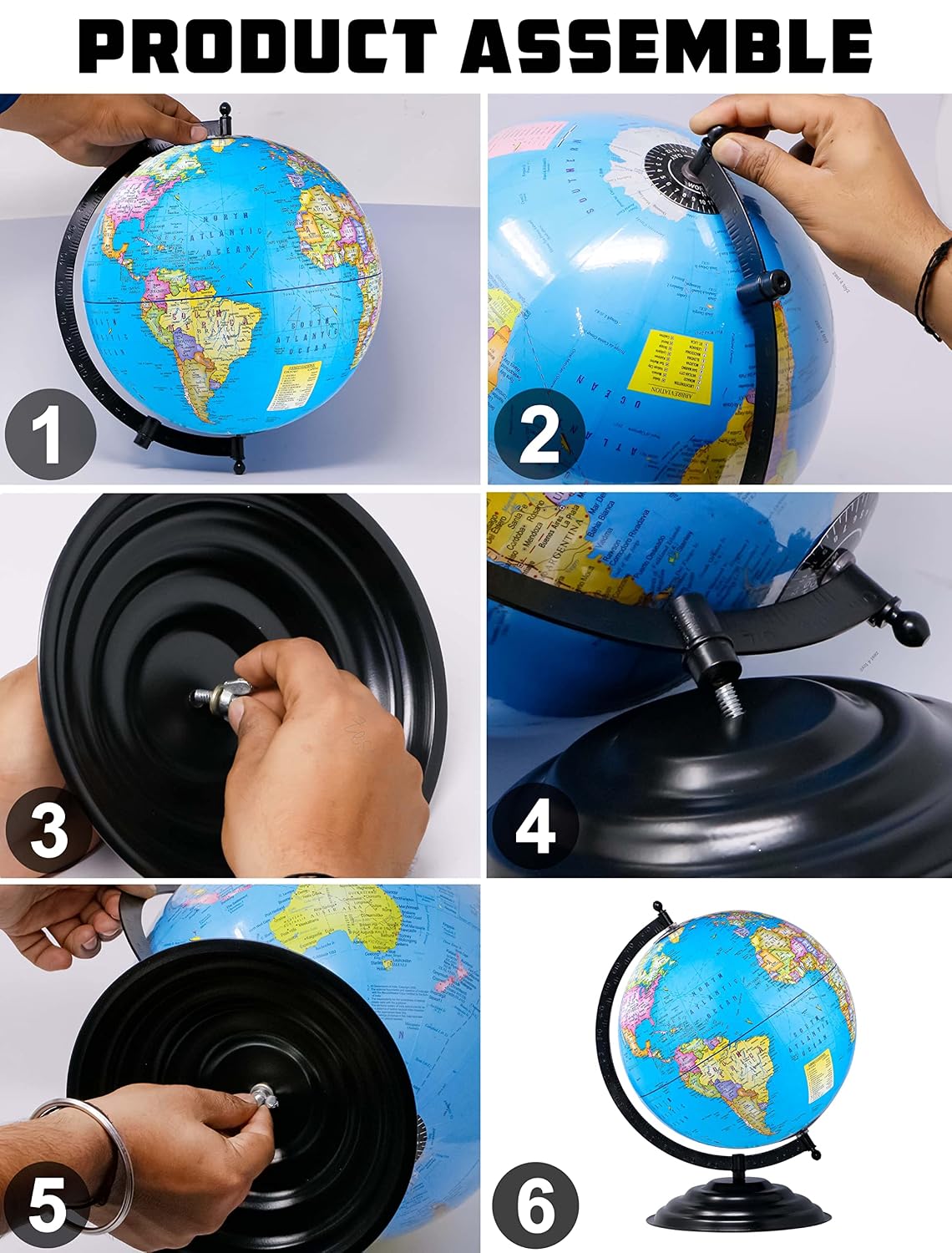 Globe Educational 13 Inch Height Metal Base World Globe For Office Decor, Gifting, Show Piece, Educational Globe For Kids & Students Learning, Pack Of 1