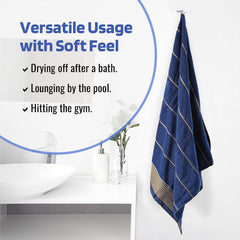 Kuber Industries Soft Cotton Bathing Towel 900 Gsm | Resistant Bath Towels (Dark Blue & Brown) - Pack Of 2