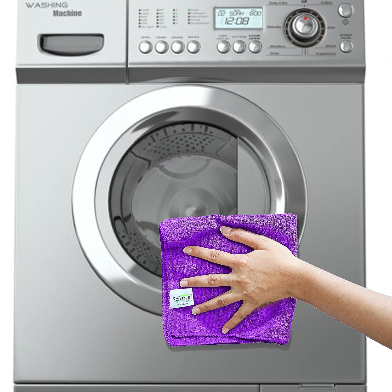 Softspun Microfiber Cleaning Cloths Towel 300 Gsm | Thick Lint & Streak-Free Multipurpose Cloths Automotive Microfibre Towels For Car, Bike Cleaning Polishing Washing Pack Of 5 (Purple)