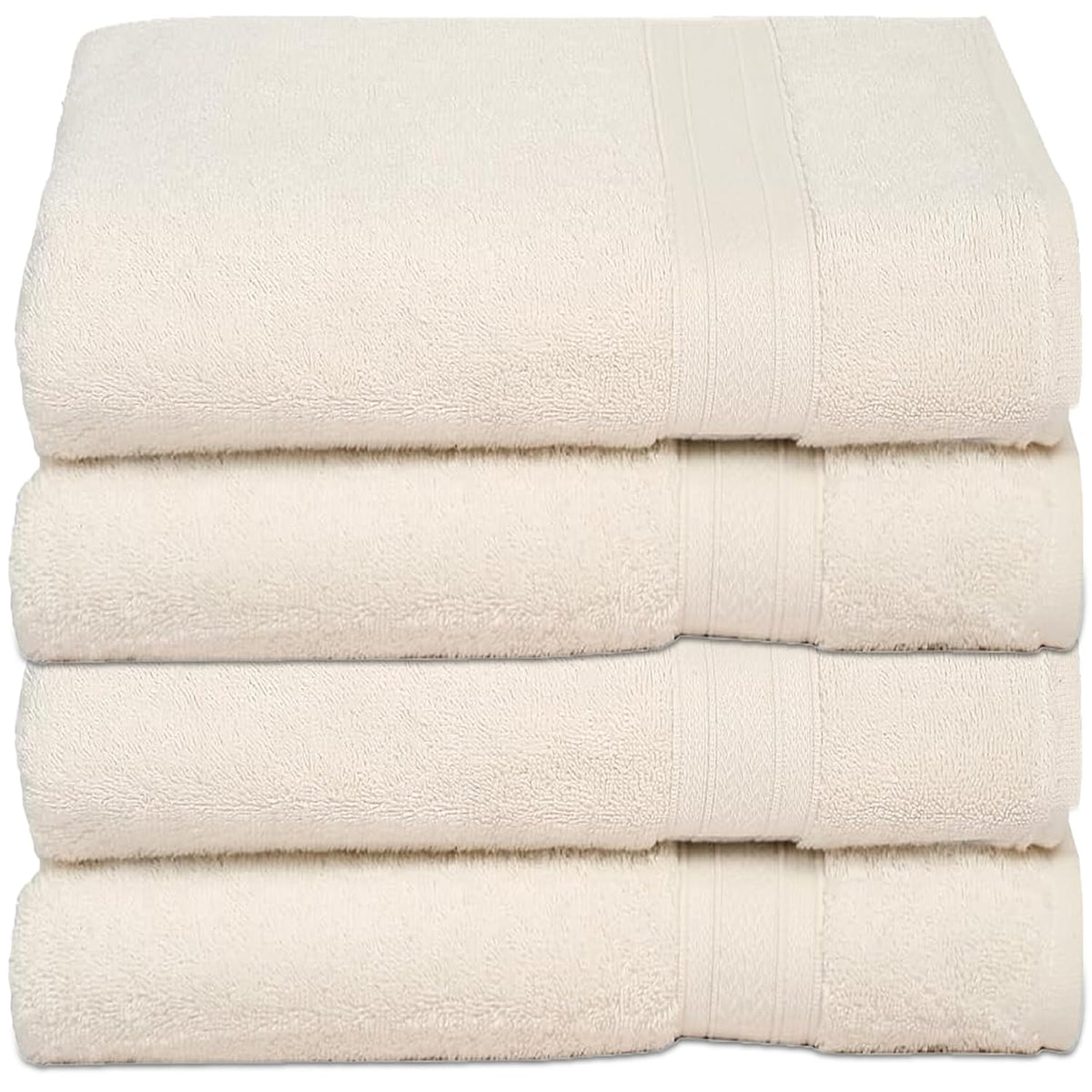 Ambra Linens Highly Absorbent Bath Towel 1850 Gsm | 100% Cotton Soft & Plush All Seasons Use Large Size -4 Pcs (Cream)