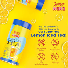 Guppy Moms Lemon Iced Tea Powder - Pack Of 3 X 200gm, 7.05 Ounce Each | Aromatic, Healthy & Easy To Prepare - Sugar Free & Refreshing Summer Drink | Caffeine Free
