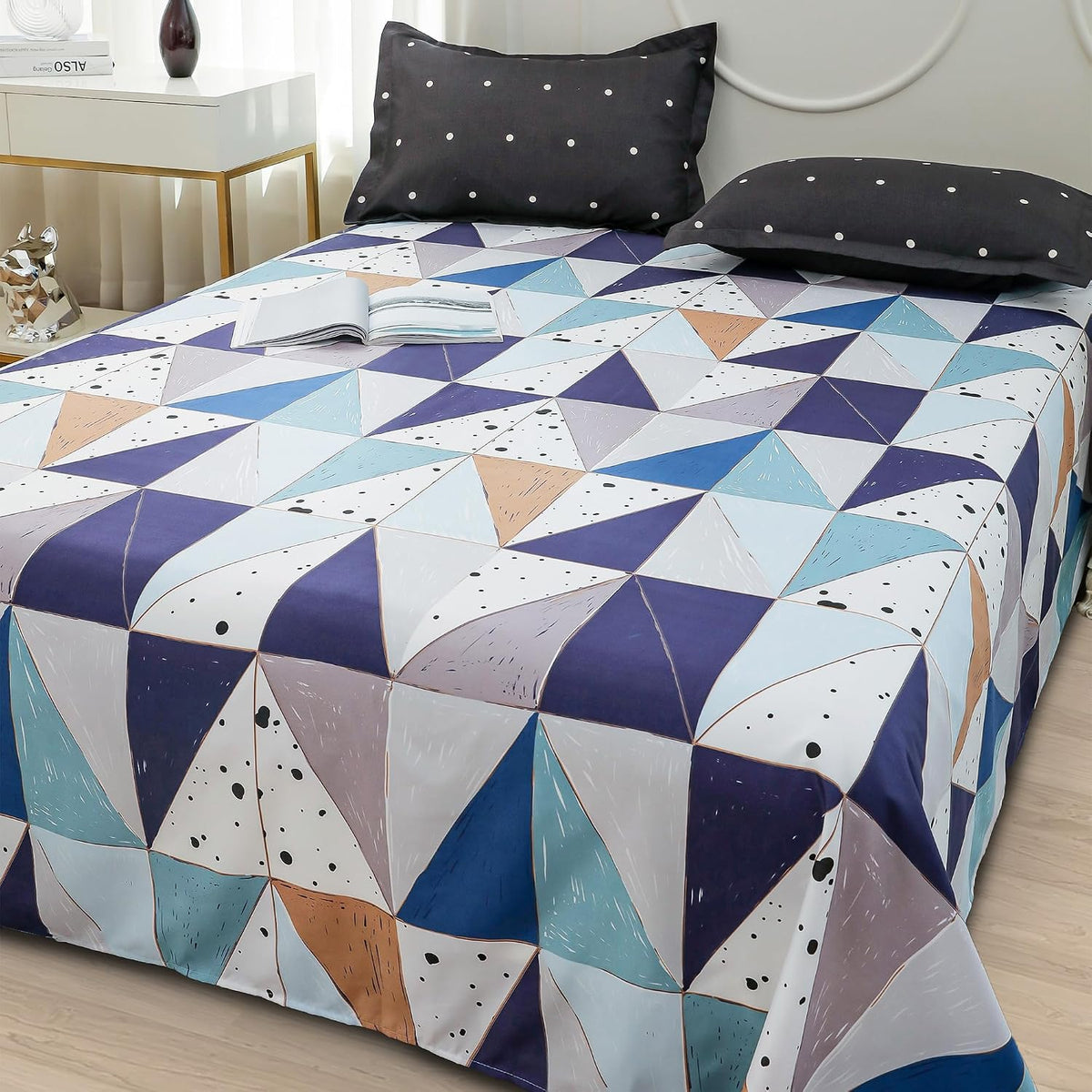 Bedsheets For Double Bed With 2 Pillow Cover - 92 X 98 Inches, Multicolor | Satin Finish Microfiber Queen Size Bedsheet | Skin Friendly & Breathable Fabric