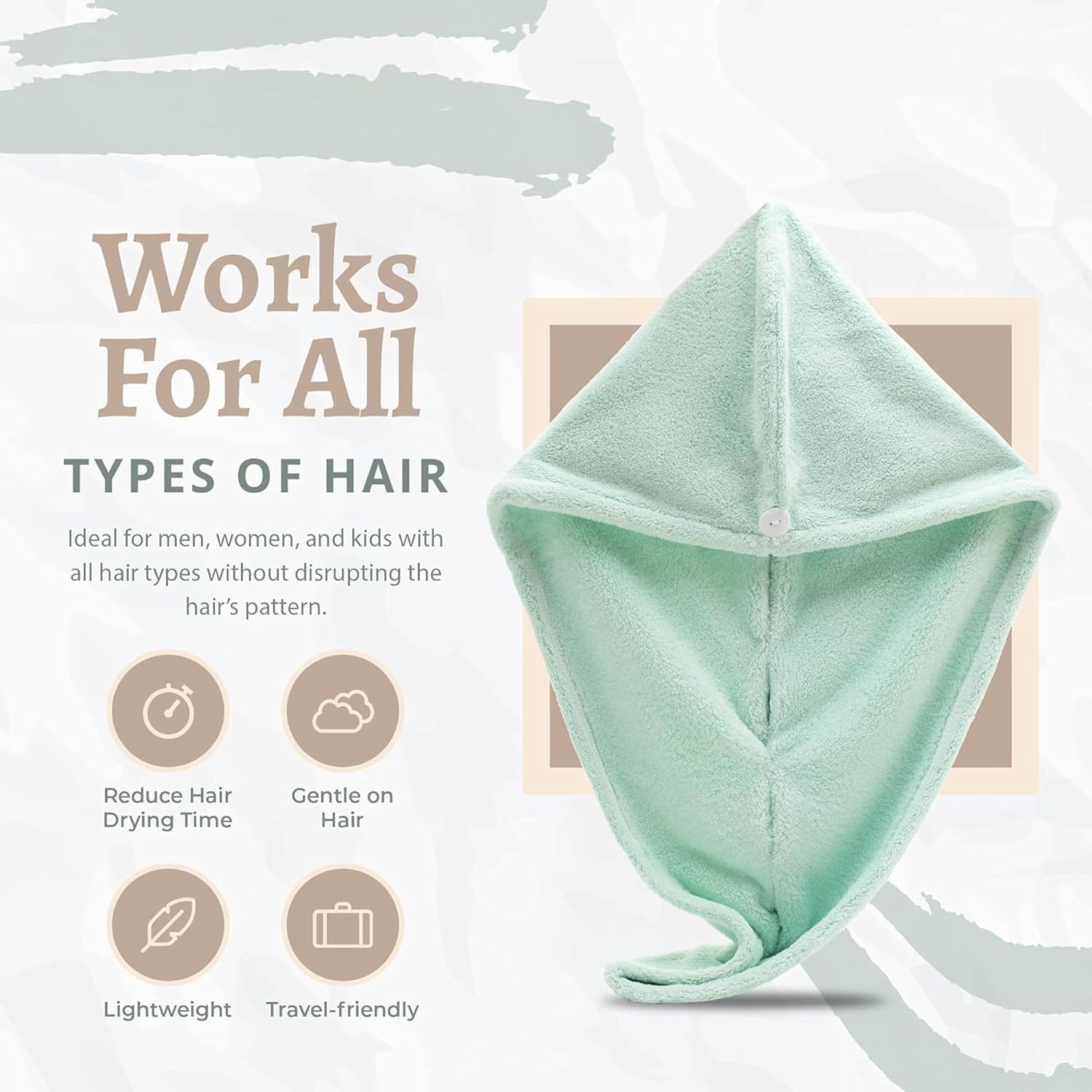 Maxoshine Hair Towel Wrap For Women-Quick Drying Microfiber Towel For Hair With Elastic Loop For Tying-Super Absorbent Head Towels (Assorted-Purple/Green)