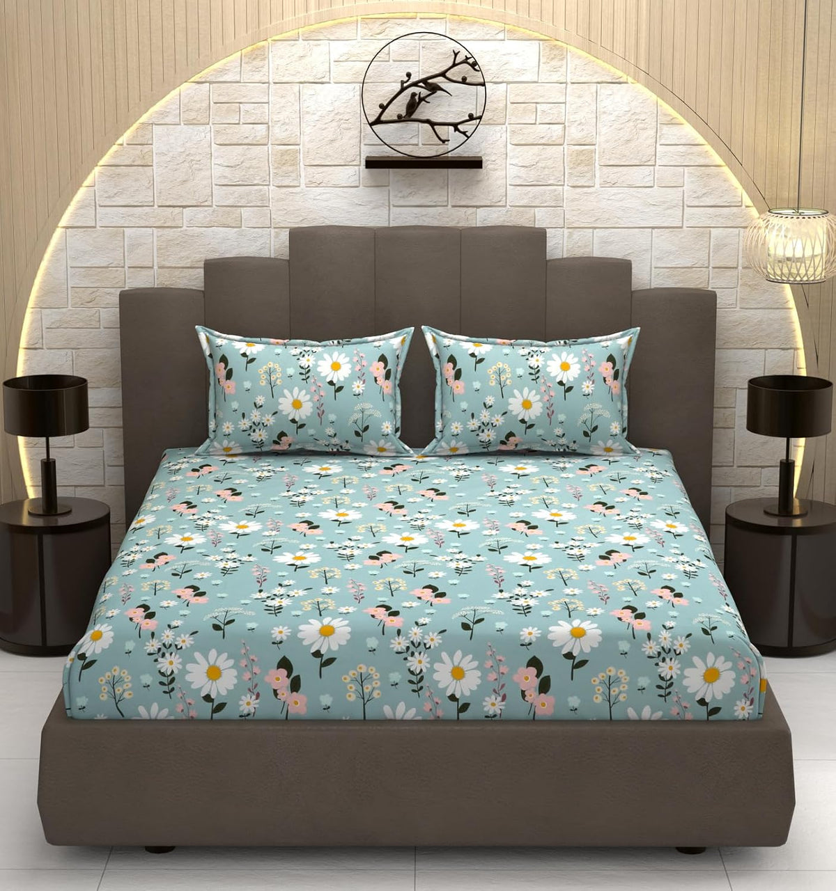 Includes 1 Queen Size Bedsheet With 2 Matching Pillow Covers - 90 X 100 Inches, Multicolor | Ideal For Modern Indian Bedrooms, Guest Rooms, & Everyday Home Use